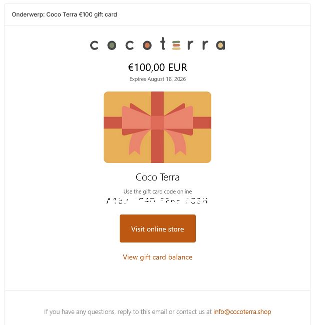 Coco Terra - gift card
