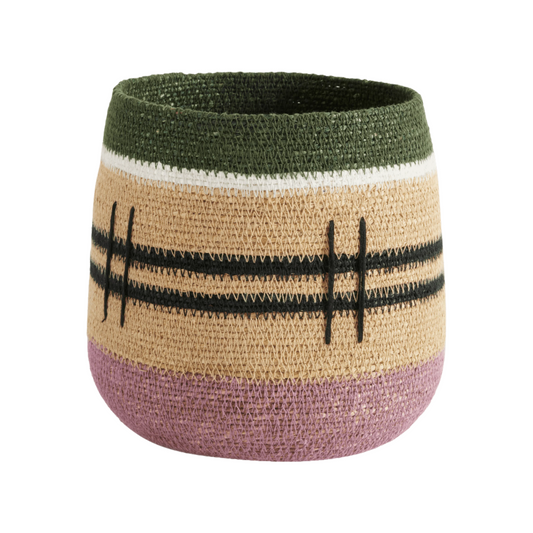 Cross Seagrass Basket - Soft Pink (Small)