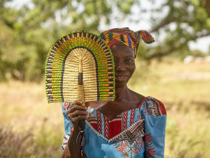 Peongo Ghanaian Decorative Wall Fans (Purple/Green)