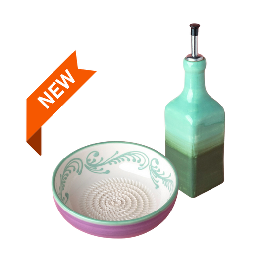 Giftset Esmeralda (Grater plate + Oil bottle + Brush)
