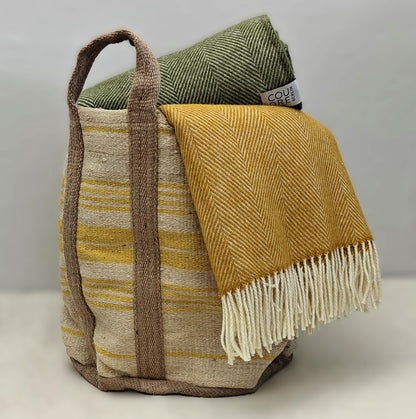 Amber Herringbone wollen plaid 