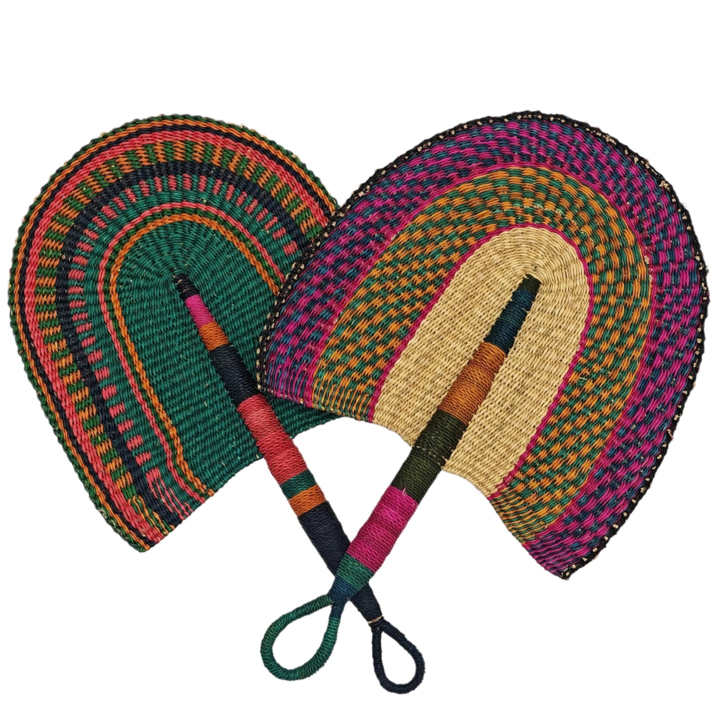 Peongo Ghanaian Decorative Wall Fans (Purple/Green)