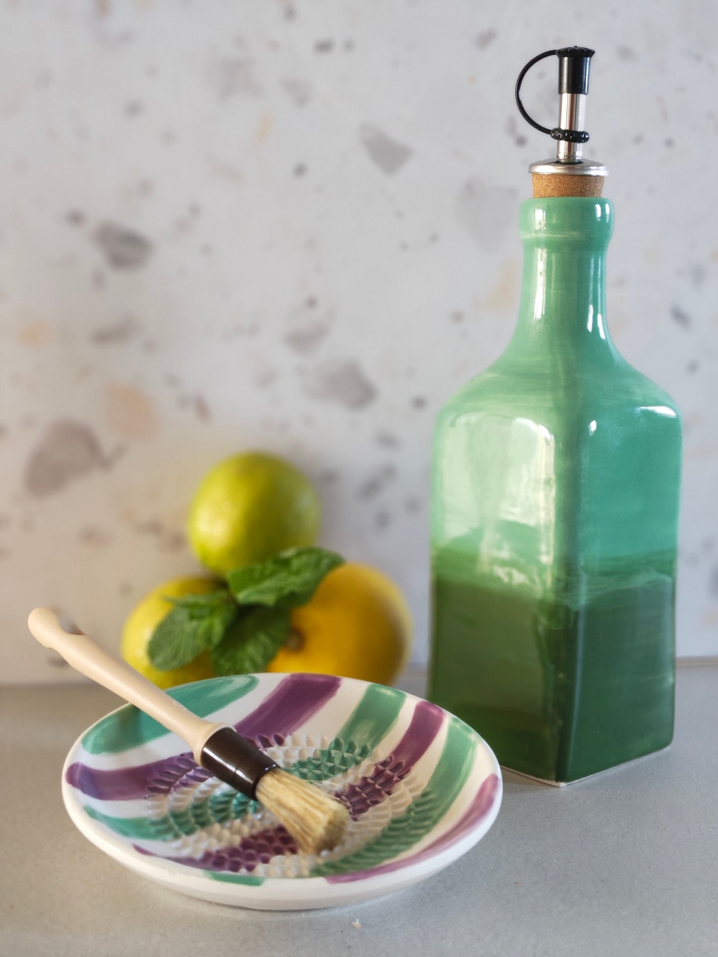 Giftset Esmeralda (Mini raspbord + oliefles + gratis borsteltje) 