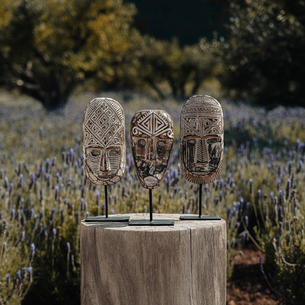 Wooden Mask On Stand