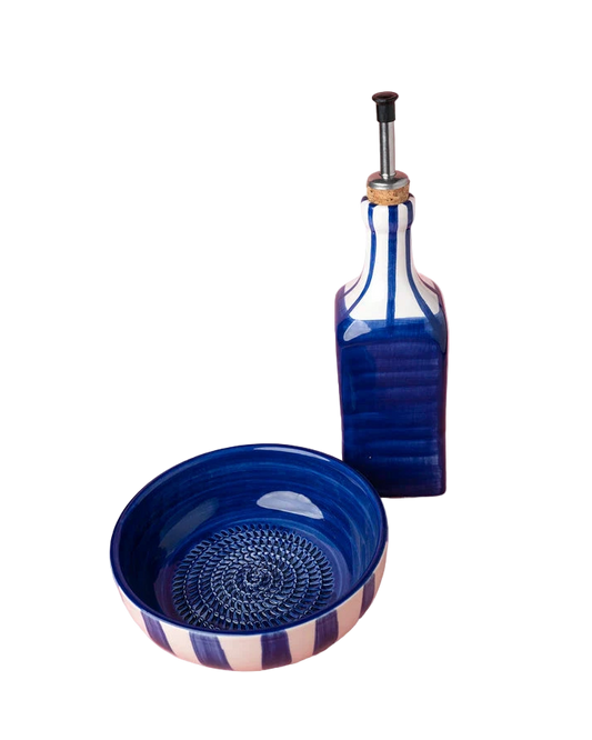 cadeau set keramisch raspbord oliefles