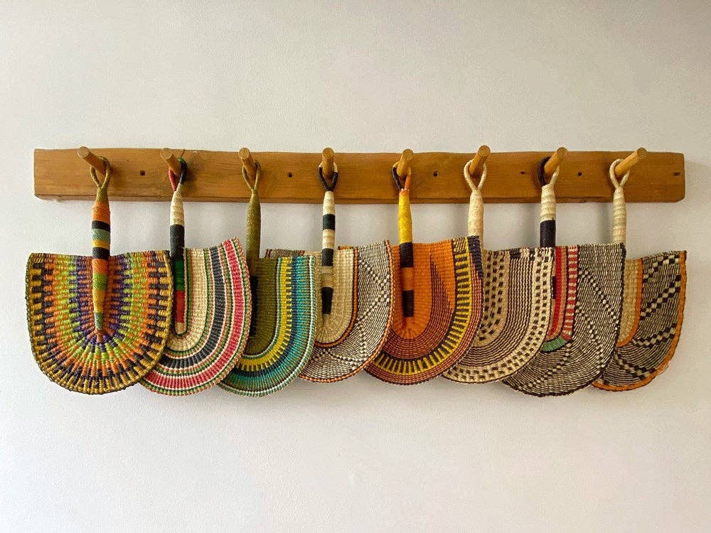 Peongo Ghanaian Decorative Wall Fans (Purple/Green)