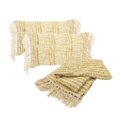 Guama Fringe kussens en plaid (set van 3)
