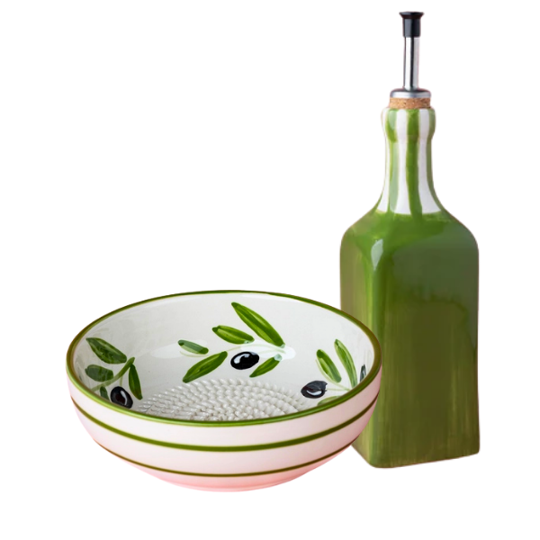 Giftset Olive (Grater plate + oil bottle + brush)